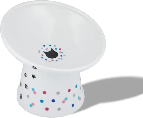 Miniatura 17 de Tazón elevado de comida para gatos Necoichi – Tazón elevado de cerámica para gatos para fatiga de bigotes y cuello, apto para lavavajillas