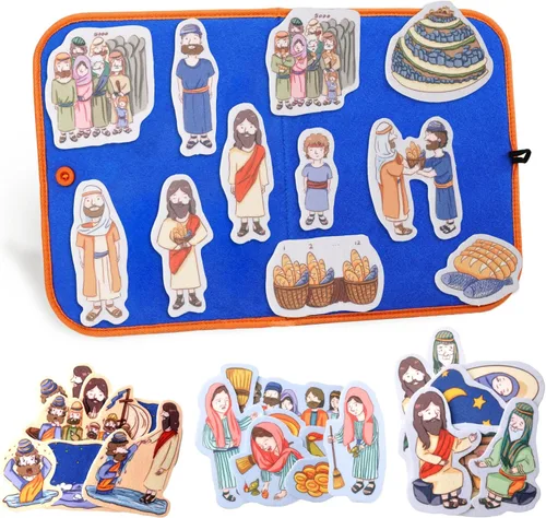 Miniatura 17 de CHEFAN Paquete de 4 Conjunto de Historias Bíblicas de Tablero de Fieltro, las Historias de Tablero de Franela Incluyen Adán y Eva, la Escalera
