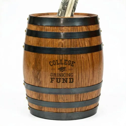 Miniatura 13 de Thousand Oaks Barrel Co. - Hucha de madera hecha a mano para adultos, ahorro de dinero para dinero real, billetes y monedas, grande de 6.5 x 4.5 x
