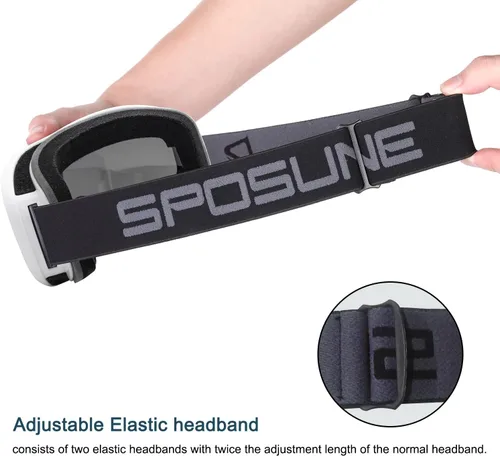 Miniatura 7 de SPOSUNE Gafas de Esquí Sobre Gafas con Lente Doble, Gafas de Nieve Anti-empañamiento Anti-UV para Hombres Mujeres Jóvenes Esquí Moto de Nieve Marco
