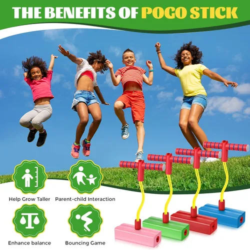 Miniatura 4 de Wettarn 8 piezas de espuma Pogo Jumper Promote Grow Tall Pogo Stick de espuma de palo de salto seguro y divertido para adolescentes, niños y niñas
