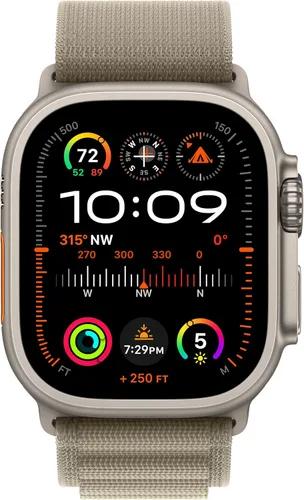 Miniatura 2 de Apple Watch Ultra 2 [GPS + Celular 49 mm] SmartWatch con caja de titanio resistente y correa Olive Alpine Loop pequeña. Rastreador de actividad