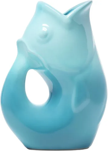 Gurgle Pot Jarra de pescado, color azul degradado, capacidad de 42 onzas, jarra de bebidas, utensilios azules para servir para fiestas, utensilios