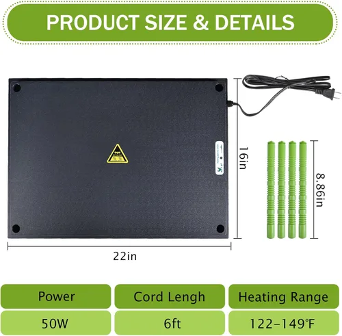 Miniatura 4 de Placa calefactora para pollitos de 16 x 22 pulgadas, placa de criador para pollitos con pantalla ajustable de altura y temperatura para pollitos