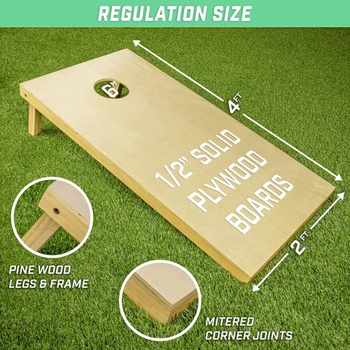 Miniatura 2 de GoSports - Juegos de Cornhole de madera maciza de primera calidad - Elija 4 x 2 pies o 3 x 2 pies - Los juegos de tableros incluyen un juego de 8