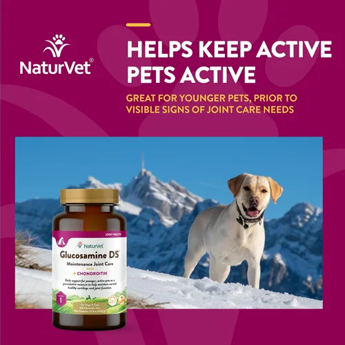 Miniatura 4 de NaturVet Glucosamina DS Nivel 1 Cuidado de mantenimiento Soporte de cadera y articulaciones Suplemento para mascotas para perros y gatos