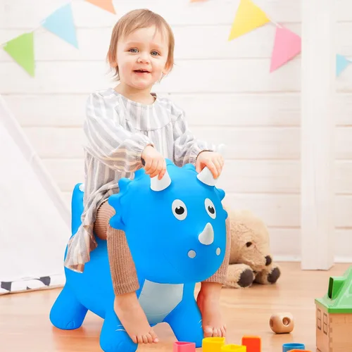 Miniatura 6 de PlayZap Caballo de tolva animoso de dinosaurio, tolva de animales hinchables para niños pequeños, paseo inflable en la tolva de dinosaurio
