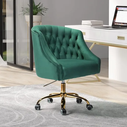 Silla de escritorio copetuda de terciopelo Verde