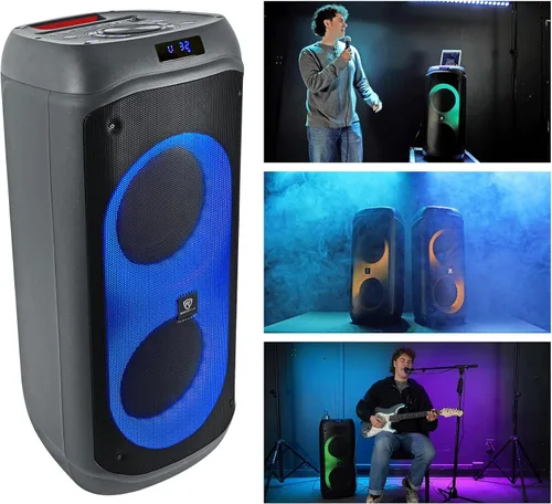 Rockville BASS Party 8 Altavoz Bluetooth portátil dual de 8 pulgadas, pico de 2000 W/400 W RMS, modos LED, enlace TWS, para fiestas y eventos al