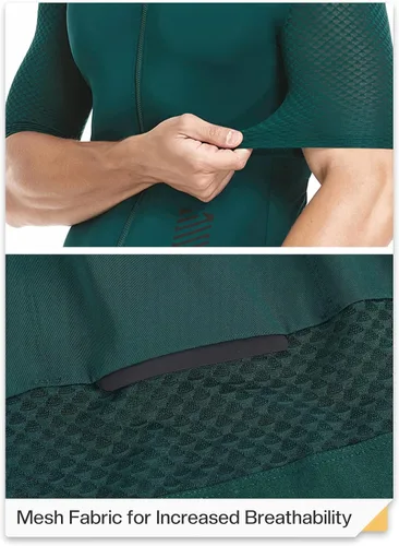 Miniatura 6 de ARSUXEO Camiseta de ciclismo profesional para hombre, manga corta, ultraligera, para bicicleta de carretera, ciclismo, ciclismo