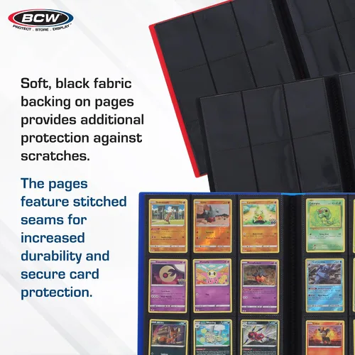 Miniatura 5 de BCW Basics Folio - Álbum de 9 bolsillos, color rojo, carpeta de carga lateral segura para archivos, solución de almacenamiento premium para tarjetas