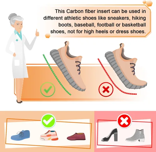 Miniatura 5 de Plantillas de fibra de carbono, 1 par de plantillas rígidas para aliviar el dolor, recuperación de la puntera de césped artrítico, Hallux rigidus