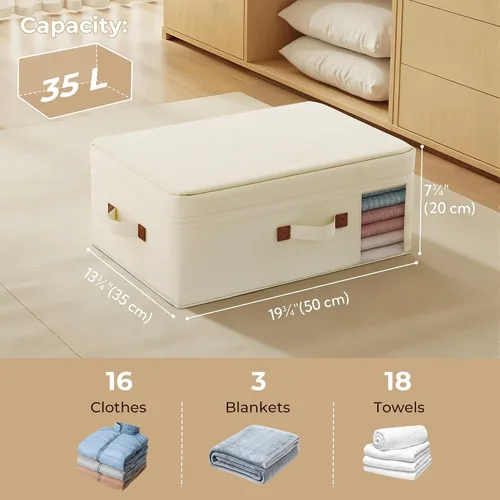 Miniatura 2 de GRANNY SAYS Paquete de 4 bolsas de almacenamiento de ropa, contenedores de almacenamiento plegables, organizadores de armario de 35L para almohadas