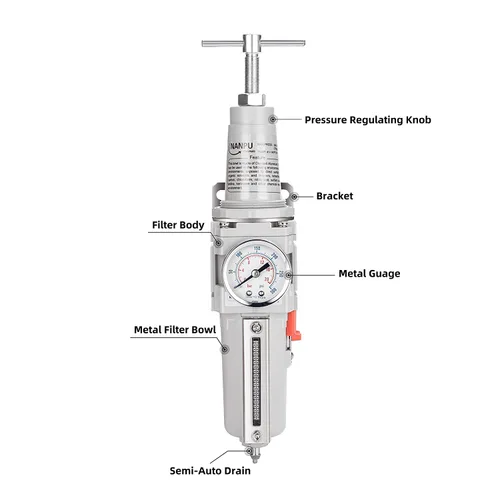 Miniatura 3 de NANPU Filtro de aire de alta presión NPT de 3/4" Combo, mango en T, drenaje semiautomático, calibre 0-300, cuenco de metal
