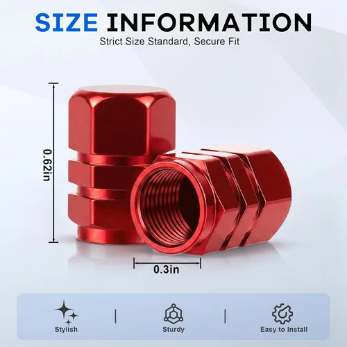 Miniatura 2 de JUSTTOP - Tapones para válvula de neumático de coche, 12 tapas de aire, universales para autos, SUVs, bicicletas, camiones y motocicletas, color rojo