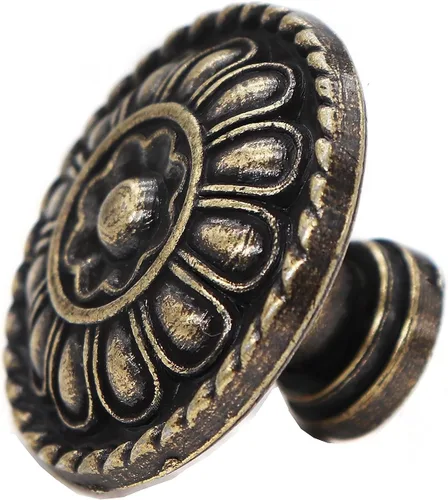 Miniatura 4 de Paquete de 8 pomos redondos tradicionales de 1.2 pulgadas de ancho para cajones de gabinete, color negro, latón antiguo, manijas colgantes