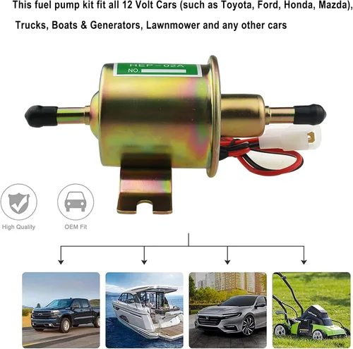 Miniatura 3 de Kit de bomba de combustible eléctrica universal para todos los autos, camiones, barcos, motores de carburador, cortacésped de 12 V, bomba