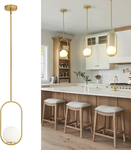 Miniatura 10 de Yunnix Lámparas colgantes para isla de cocina, lámparas colgantes, moderna lámpara colgante de cristal de bronce champán, lámpara de mediados