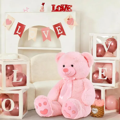 Miniatura 2 de MorisMos Oso de peluche gigante de 47 pulgadas Animal de peluche de 4 pies, Oso de peluche grande para baby shower, Regalos de oso de peluche