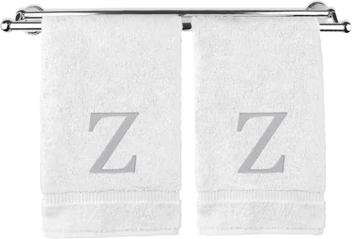 Miniatura 121 de Toalla de mano monogramada, regalo personalizado, juego de 2 - Toalla bordada con letra de bloque dorada - Extra absorbente 100% algodón turco