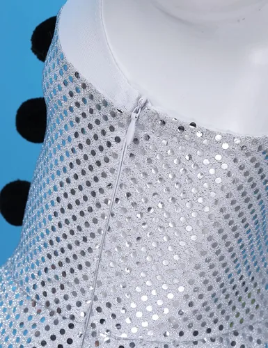 Miniatura 6 de JEATHA Disfraz de tutú de lentejuelas brillantes con cuello halter para niños y niñas, muñeco de nieve, patinaje artístico, ballet