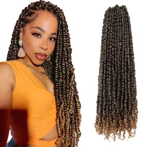Miniatura 12 de Pelo Passion Twist de 8 pulgadas, trenzas de ganchillo pretrenzadas, paquetes de 8 paquetes (1B/negro natural)