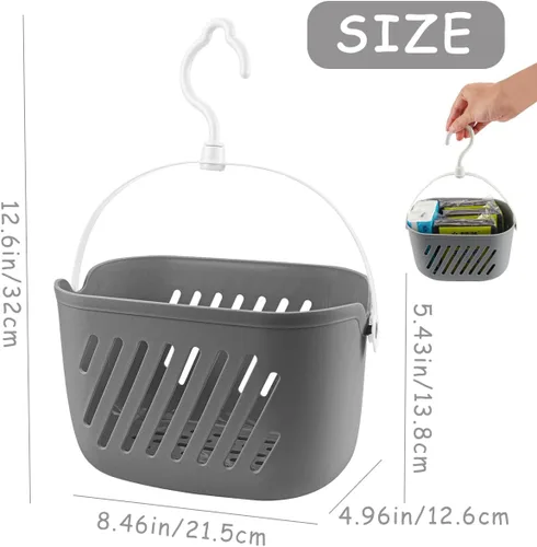 Miniatura 2 de Cesta colgante de ducha de plástico, organizador de ducha colgante con gancho, organizador de cocina portátil, cesta de almacenamiento para baño