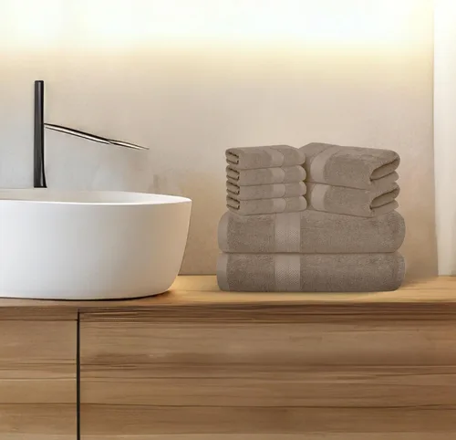 Miniatura 6 de Avalon Towels Juego de toallas de lujo de 8 piezas, 2 toallas de baño, 2 toallas de mano y 4 toallas pequeñas, 100% algodón hilado en anillo de 600