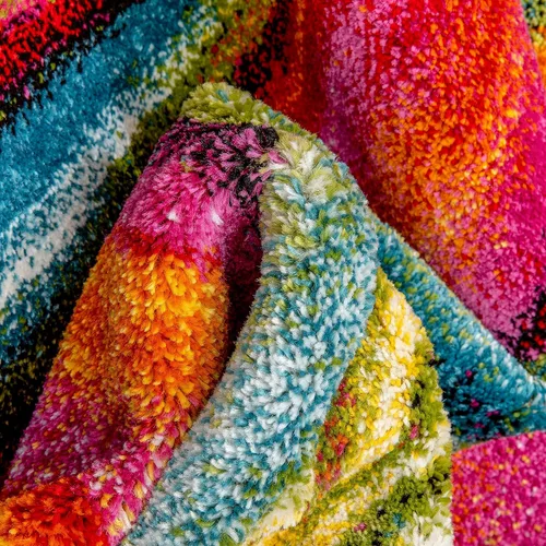 Miniatura 6 de Well Woven- Alfombra de pelo largo con diseño geométrico multicolor, arte abstracto y moderno en pintura, contemporáneo, no se deshilacha, ideal