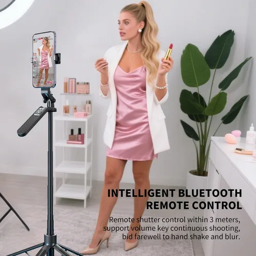 Miniatura 7 de Trípode de 70 pulgadas para teléfono, trípode portátil todo en uno extensible para celular, trípodes altos de viaje para grabar videos, selfies