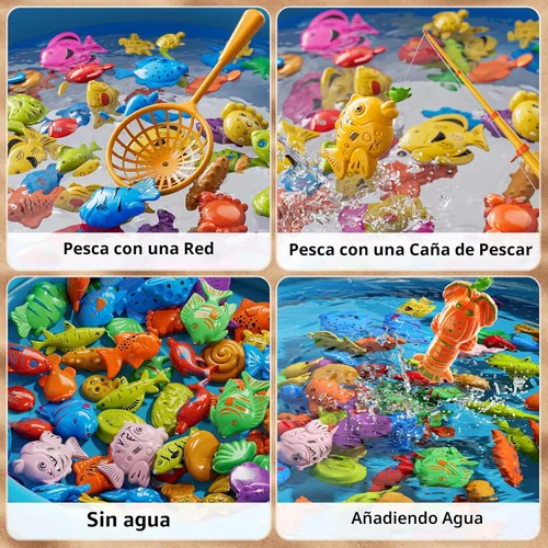Miniatura 3 de NIPLOOOW Juego Magnético de Pesca para Piscina para Niños de 3 a 5 años, Juguetes de Mesa de Agua para Bañera, Juguetes de Fiesta Infantil con Caña