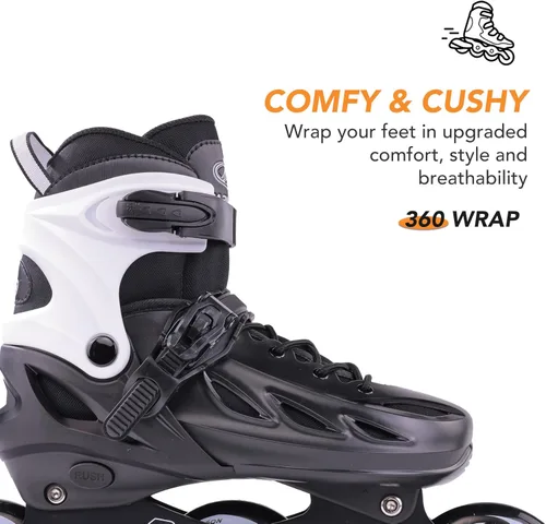 Miniatura 3 de PAPAISON Patines en línea ajustables para adultos para hombres y mujeres con 3 ruedas de 100 mm, patines de exterior para fitness, velocidad y Negro
