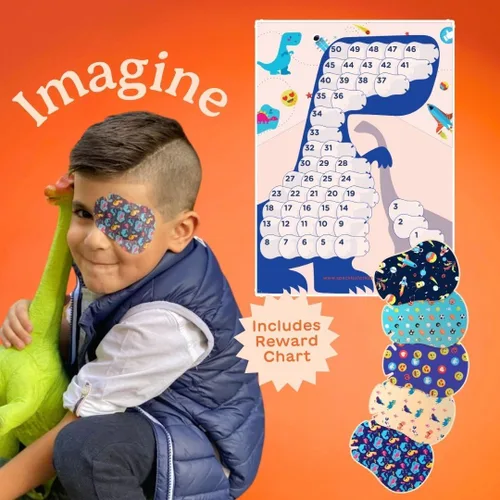 Miniatura 2 de Speckles - HIDE&SEE Parches para ojos para niños (Dinosaurio) Divertidos y cómodos parches hipoalergénicos para el tratamiento de ambliopía