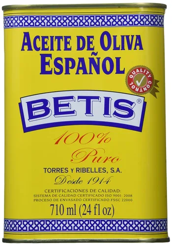 Miniatura 3 de Betis Aceite de oliva puro de 24 onzas en lata, aceite de oliva español refinado orgánico, sabor afrutado, sin gluten, todo natural, ideal