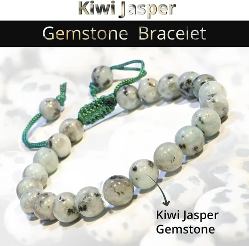Miniatura 183 de Adjustable Crystal Bracelet – Gemstone Bead Bracelet with Adjustable Macrame String – Chic Gemstone Bracelet for Men and Women – 8mm Round Healing