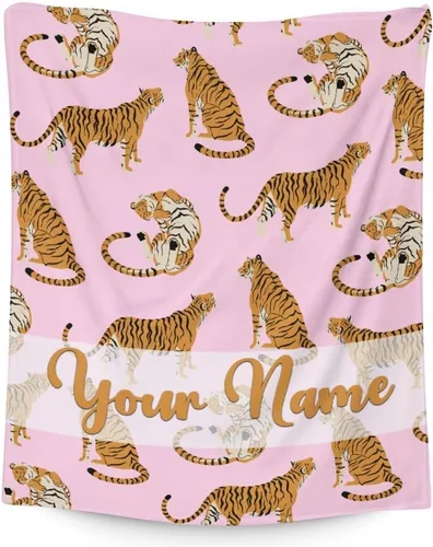 Miniatura 8 de Manta de tigre para regalar – Manta divertida de 30 x 40 pulgadas para niños y niñas – Manta negra suave y mullida para sofá, sofá y cama