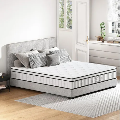 Miniatura 12 de Colchón híbrido de 10 pulgadas, resortes interiores en bolsillos individuales, firmeza media con espuma cómoda para alivio de presión y sueño fresco