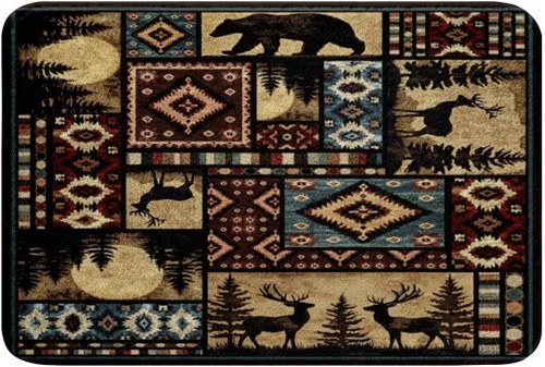 Miniatura 13 de Erosebridal Woodland Animals Bath Mat Bear Deer Wolf Hunting Theme Bathroom Rugs Rustic Cabin Lodge Decor Doormats Floor Mats Farmhouse Wildlife