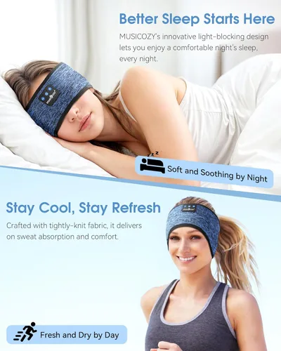 Miniatura 2 de MUSICOZY Auriculares Bluetooth 5.4 con Diadema para Deportes y Sueño, Máscara para los Ojos Inalámbrica para Dormir con Auriculares para Personas