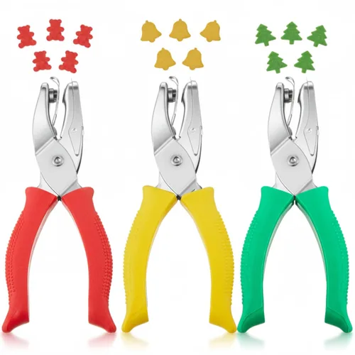 Miniatura 10 de Zonon 3 piezas perforadoras de papel con formas de agujeros de un solo agujero para manualidades, perforadoras de metal manuales con agarre de 1/4