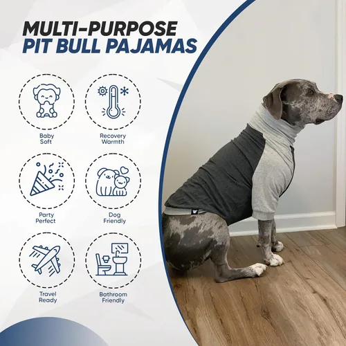 Miniatura 8 de Tooth & Honey Camisa para perros grandes, transpirable, de algodón y elastano, con cobertura completa debajo del vientre, para aliviar alergias