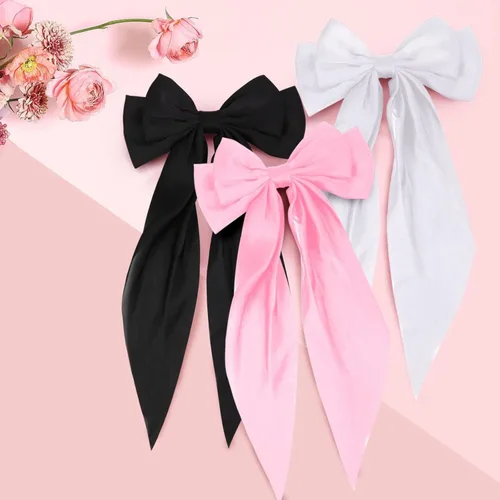 Miniatura 6 de 2 piezas de accesorios para el cabello: pinzas para el pelo de mariposa con lazo beige y rosa, pasadores y cintas - bonitos lazos para mujer