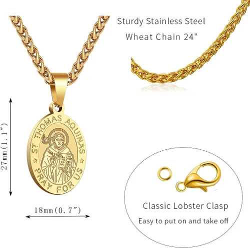 Miniatura 106 de P. BLAKE Collar ovalado de San Cristóbal, Miguel, José, Jude/Virgen María/José/Francisco/Patrick/Anthony/Benedict/Thomas para hombres y mujeres
