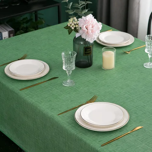 Miniatura 8 de LIBERECOO Mantel de vinilo con reverso de franela, verde hierba, impermeable, resistente a las manchas, mantel fácil de limpiar para vacaciones
