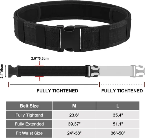 Miniatura 3 de AGPTEK Cinturón táctico de combate de nylon para seguridad policial (negro)
