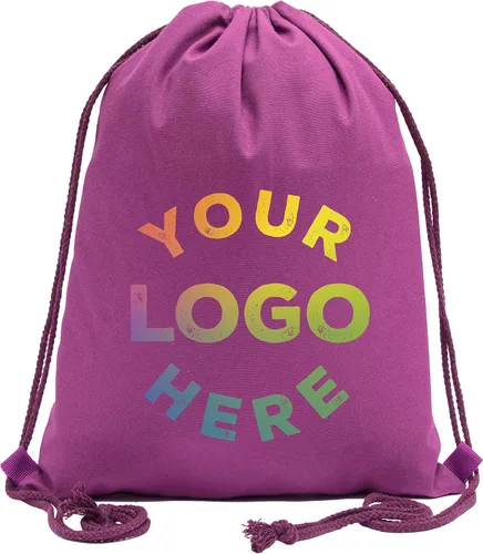 Mato & Hash Mochilas personalizadas con cordón de algodón, su logotipo aquí Sacos de cincha personalizados, Rosado, Cordón