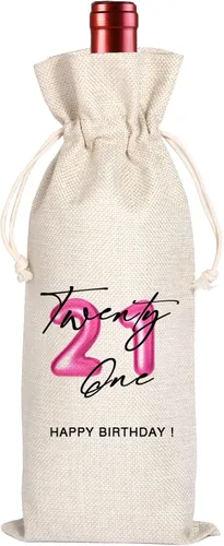 Bolsa de vino de cumpleaños número 21 | Regalos para niñas de 21 años | Idea de regalo para mejores amigas y hermanas | Decoraciones de fiesta de