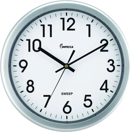 Miniatura 7 de Impecca WCW12M1 Reloj de pared con movimiento de barrido sin tictac, 12 pulgadas, color negro