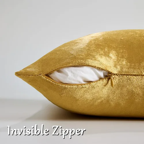 Miniatura 4 de GIGIZAZA Fundas de almohada decorativas de terciopelo dorado 20x20 para sofá cama, juego de 2 fundas de almohada suaves