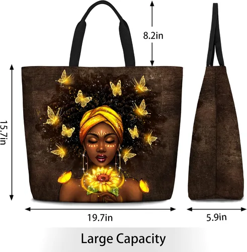 Miniatura 4 de Bolsos de mano afroamericanos para mujer, bolso de arte negro Afro Black Girl Magic Satchel bolsos para gimnasio, escuela, viajes